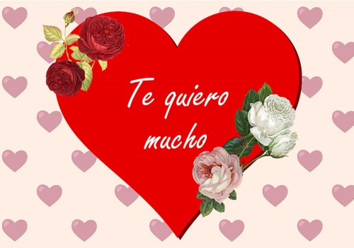 Tarjeta amor - te quiero mucho rosas